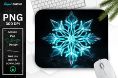 Neon Glowing Cyan Snowflake Mouse Pad Product Image 1