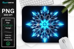 Neon Glowing Blue Snowflake Mouse Pad Product Image 1