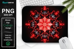 Neon Glowing Red Snowflake Mouse Pad Product Image 1