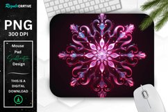 Neon Glowing Maroon Snowflake Mouse Pad Product Image 1