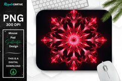Neon Glowing Red Snowflake Mouse Pad Product Image 1