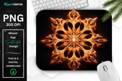 Neon Glowing Orange Snowflake Mouse Pad Product Image 1