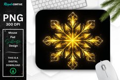 Neon Glowing Yellow Snowflake Mouse Pad Product Image 1