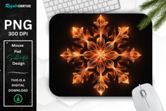 Neon Glowing Orange Snowflake Mouse Pad Product Image 1