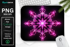 Neon Glowing Magenta Snowflake Mouse Pad Product Image 1