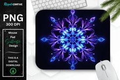 Neon Glowing Indigo Snowflake Mouse Pad Product Image 1