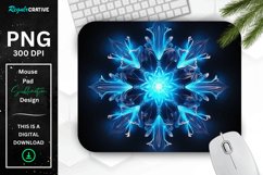 Neon Glowing Blue Snowflake Mouse Pad Product Image 1