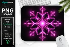 Neon Glowing Magenta Snowflake Mouse Pad Product Image 1