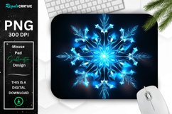 Neon Glowing Blue Snowflake Mouse Pad Product Image 1