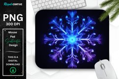 Neon Glowing Indigo Snowflake Mouse Pad Product Image 1