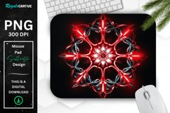 Neon Glowing Red Snowflake Mouse Pad Product Image 1