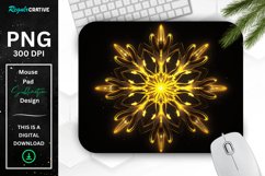 Neon Glowing Yellow Snowflake Mouse Pad Product Image 1