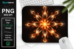 Neon Glowing Orange Snowflake Mouse Pad Product Image 1