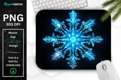 Neon Glowing Blue Snowflake Mouse Pad Product Image 1
