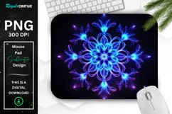 Neon Glowing Indigo Snowflake Mouse Pad Product Image 1
