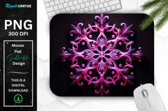 Neon Glowing Magenta Snowflake Mouse Pad Product Image 1