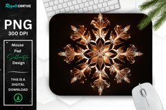 Neon Glowing Brown Snowflake Mouse Pad Product Image 1