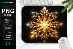Neon Glowing Gold Snowflake Mouse Pad Product Image 1