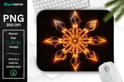 Neon Glowing Orange Snowflake Mouse Pad Product Image 1