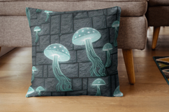 neon goblincore design, bioluminescent electric art, gritty urban texture, toxic mushroom design, glowing circuit background, cyberpunk neon style, streetwear pattern print, alt fashion artwork, dark grunge texture, electric slime design, goblincore seaml