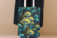 neon mushroom goblincore, bioluminescent electric design, gritty urban background, toxic mushroom paper, cyberpunk aesthetic art, glowing circuit pattern, streetwear design print, alt fashion merch, dark concrete texture, electric slime art