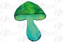 Magic mushrooms watercolour neon green and blue decoration Product Image 10
