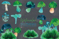 Magic mushrooms watercolour neon green and blue decoration Product Image 2