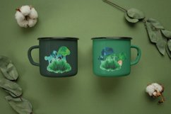 Magic mushrooms watercolour neon green and blue decoration Product Image 3