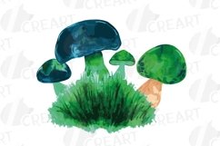 Magic mushrooms watercolour neon green and blue decoration Product Image 9