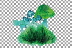Magic mushrooms watercolour neon green and blue decoration Product Image 12