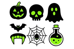 Neon Green Halloween Icons SVG PNG EPS | Spooky Clipart Product Image 3