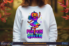 Neon Halloween Sublimation Design | pumpkin queen Product Image 1