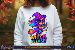 Neon Halloween Sublimation Design | witch please Product Image 1