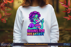 Neon Halloween Sublimation Design | brains for breakfast Product Image 1