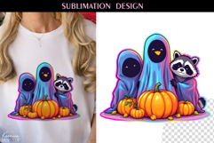 Iridescent Neon Colors Halloween Ghost T Shirt Sublimation Product Image 1
