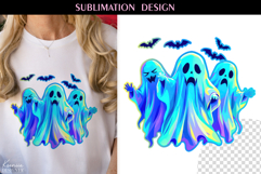 Iridescent Neon Colors Halloween Ghost T Shirt Sublimation Product Image 1