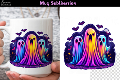 Cute Halloween Ghost | Iridescent Neon Halloween Coffee Mug Product Image 1