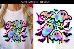 Iridescent Neon Colors Halloween Ghost T Shirt Sublimation Product Image 1