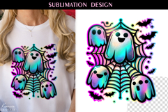Iridescent Neon Colors Halloween Ghost T Shirt Sublimation Product Image 1