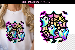 Iridescent Neon Colors Halloween Ghost T Shirt Sublimation Product Image 1