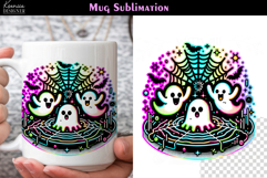 Cute Halloween Ghost | Iridescent Neon Halloween Coffee Mug Product Image 1