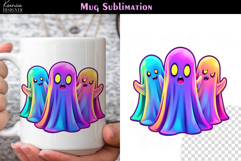 Cute Halloween Ghost | Iridescent Neon Halloween Coffee Mug Product Image 1