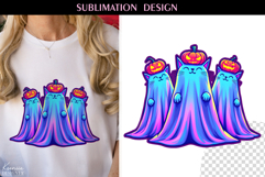 Iridescent Neon Colors Halloween Ghost T Shirt Sublimation Product Image 1