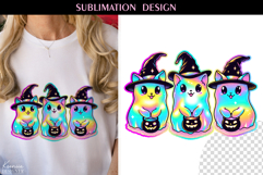 Iridescent Neon Colors Halloween Ghost T Shirt Sublimation Product Image 1