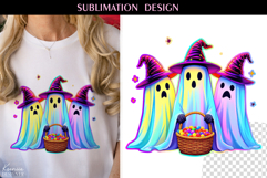 Iridescent Neon Colors Halloween Ghost T Shirt Sublimation Product Image 1