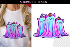 Iridescent Neon Colors Halloween Ghost T Shirt Sublimation Product Image 1