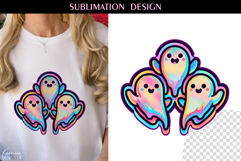 Iridescent Neon Colors Halloween Ghost T Shirt Sublimation Product Image 1