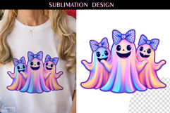 Iridescent Neon Colors Halloween Ghost T Shirt Sublimation Product Image 1