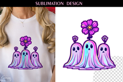 Iridescent Neon Colors Halloween Ghost T Shirt Sublimation Product Image 1
