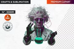 Mad scientist Halloween Clipart, Halloween PNG, Neon clipart Product Image 1